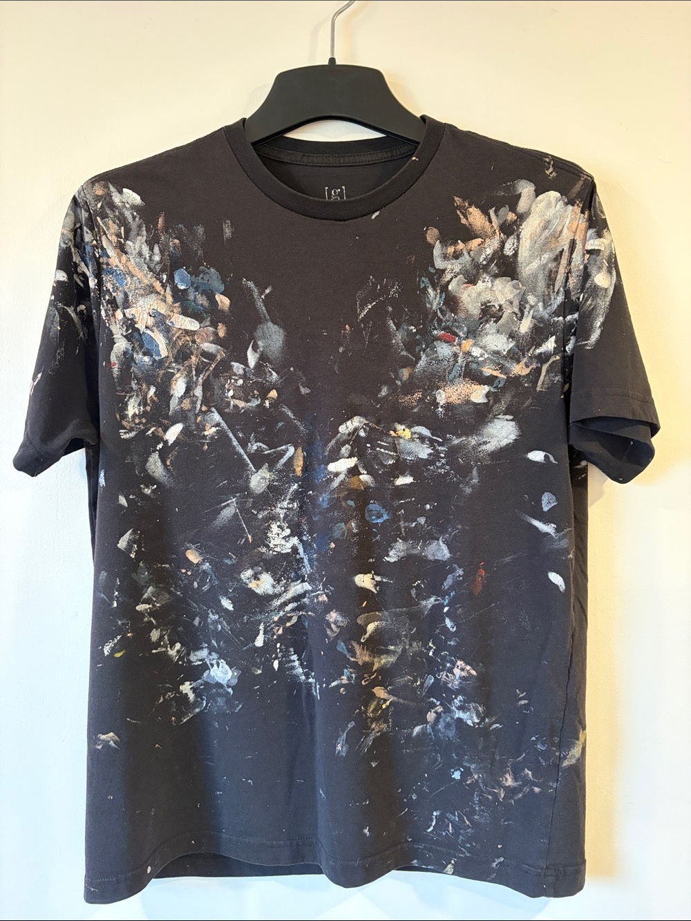 Black Paint-Effect Short Sleeve Tee